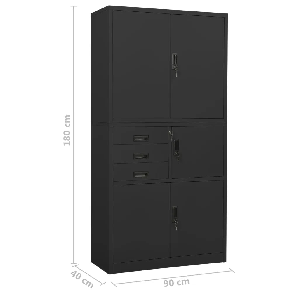 Armadio per Ufficio Antracite 90x40x180 cm in Acciaio 336416