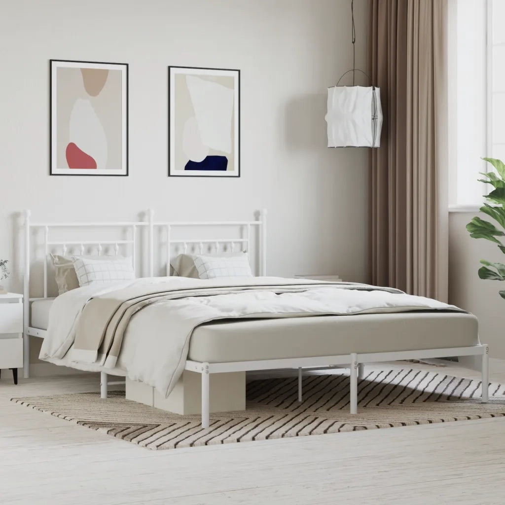 Giroletto con Testiera-Struttura Letto con testiera Metallo Bianco 160x200 cm 373466
