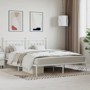 Giroletto con Testiera-Struttura Letto con testiera Metallo Bianco 160x200 cm 373466