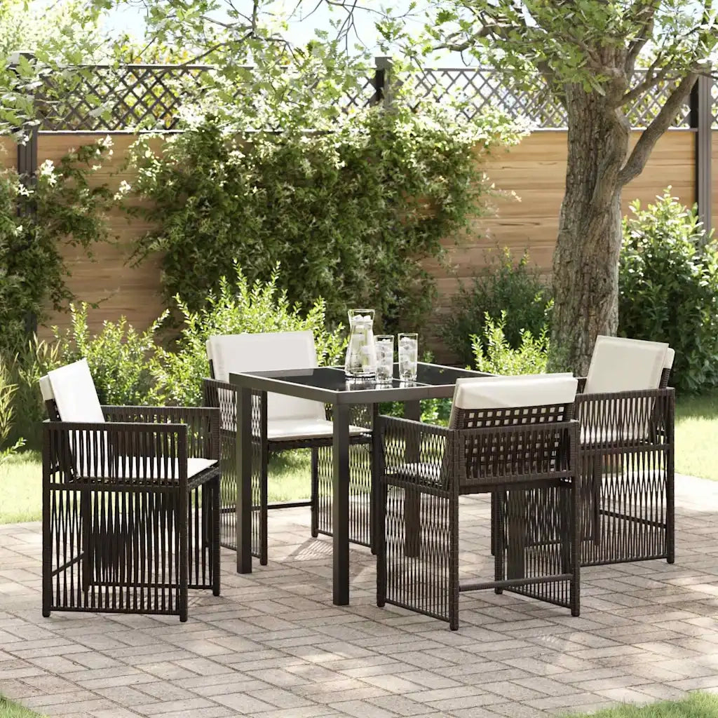 Set da Pranzo per Giardino 5 pcs Marrone polyrattan 3380781