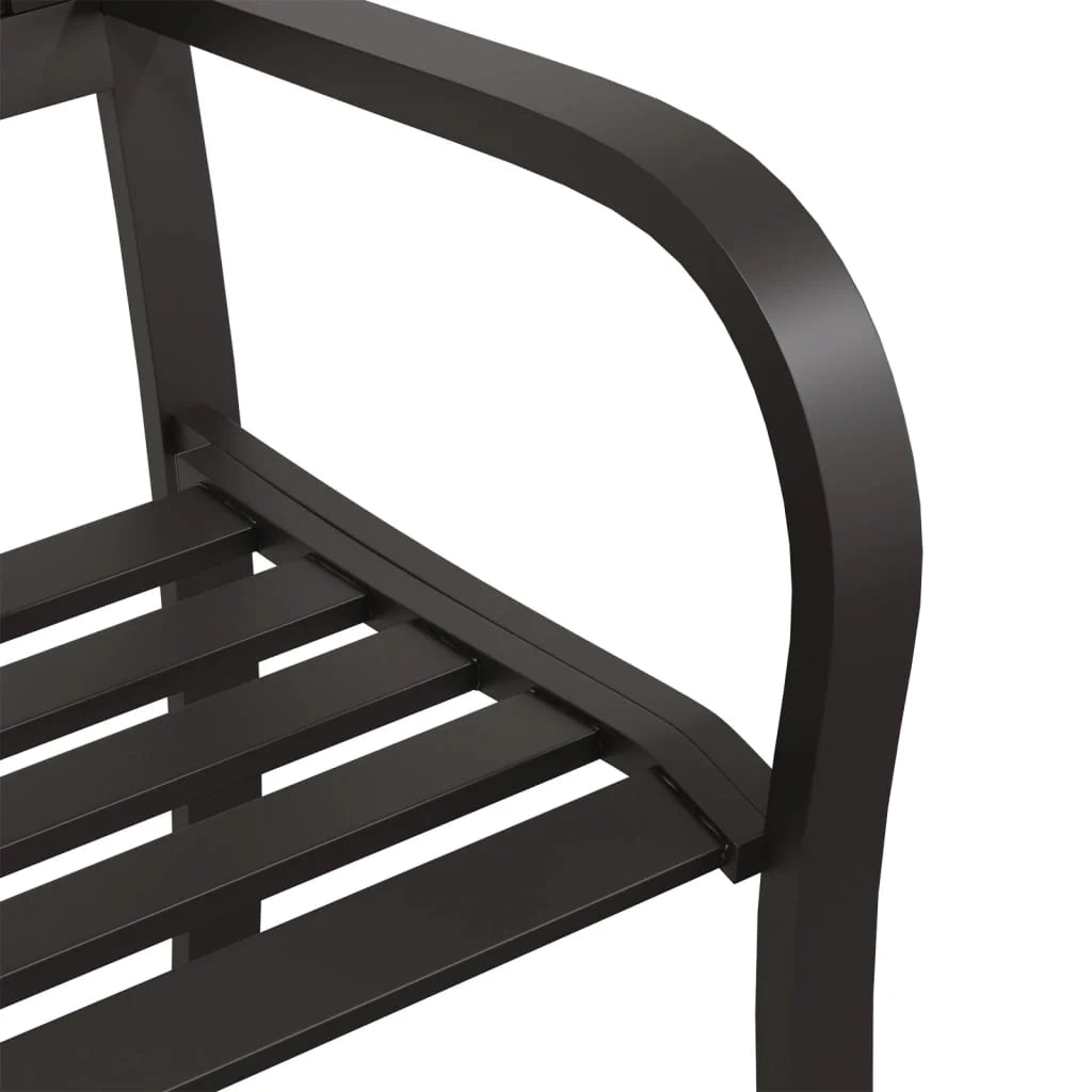 Panca da giardino mobili da esterno per patio terrazza 125 x 53 x 77 cm acciaio nero 02_0011230