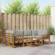 Set di divani da esterno 7 pcs Grigio Naturale e Chiaro