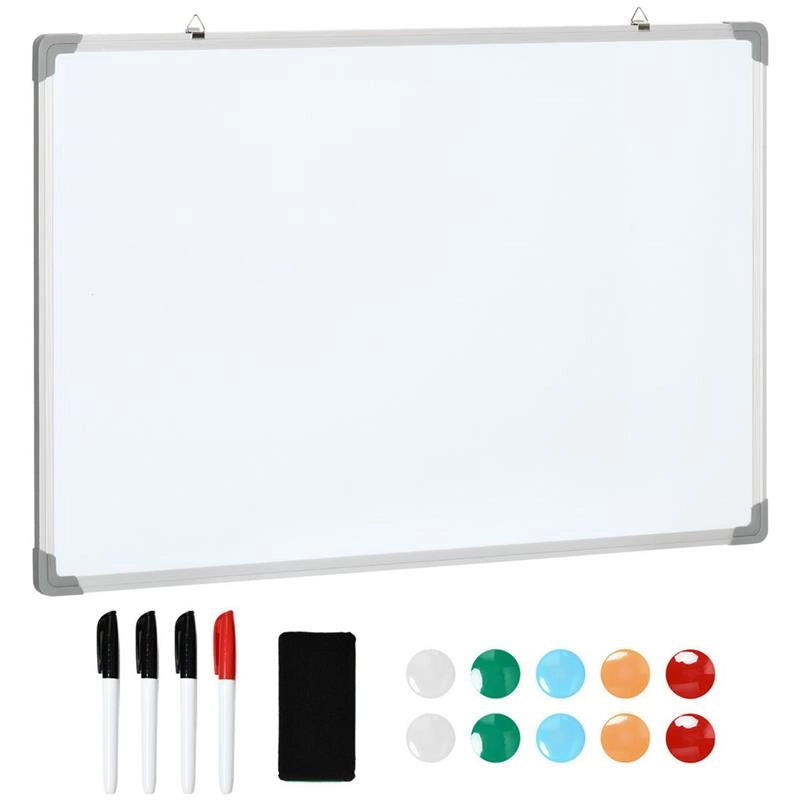 LAVAGNA MAGNETICA BIANCA RETTANGOLARE CON 4 PENNARELLI 1 GOMMA E 10 MAGNETI INCLUSI 90X60X1.8 CM