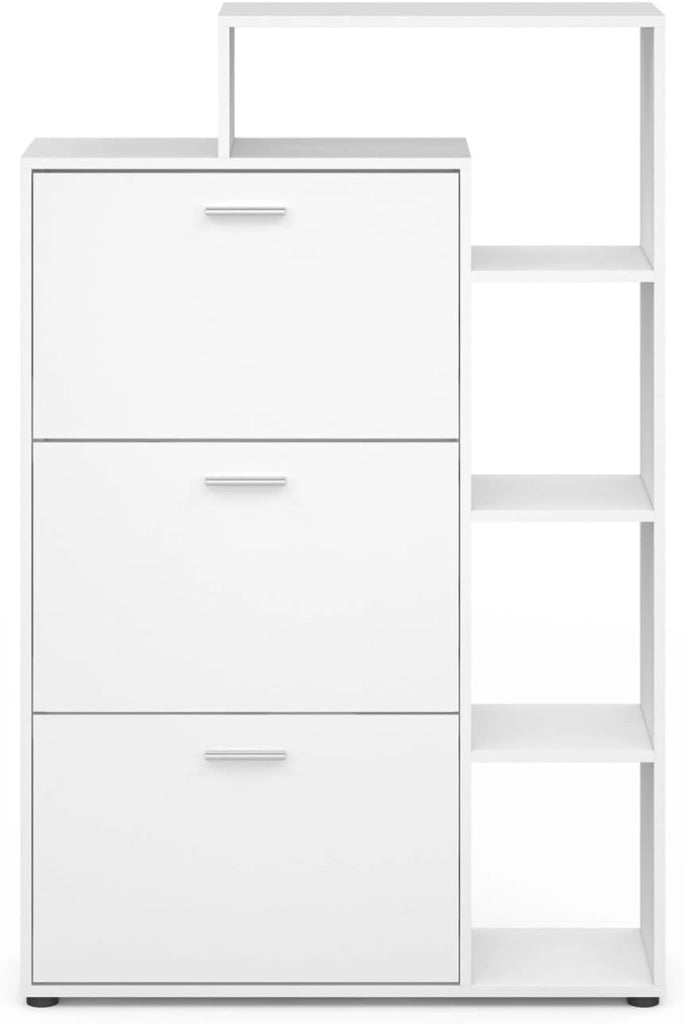 Scarpiera a 3 ante con ripiano bianco