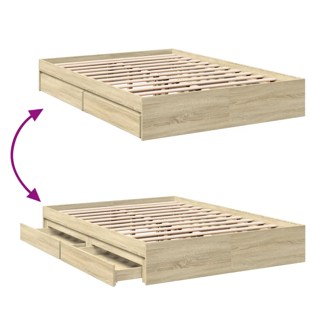 Giroletto Cassetti Rovere Sonoma 140x190 cm Legno Multistrato