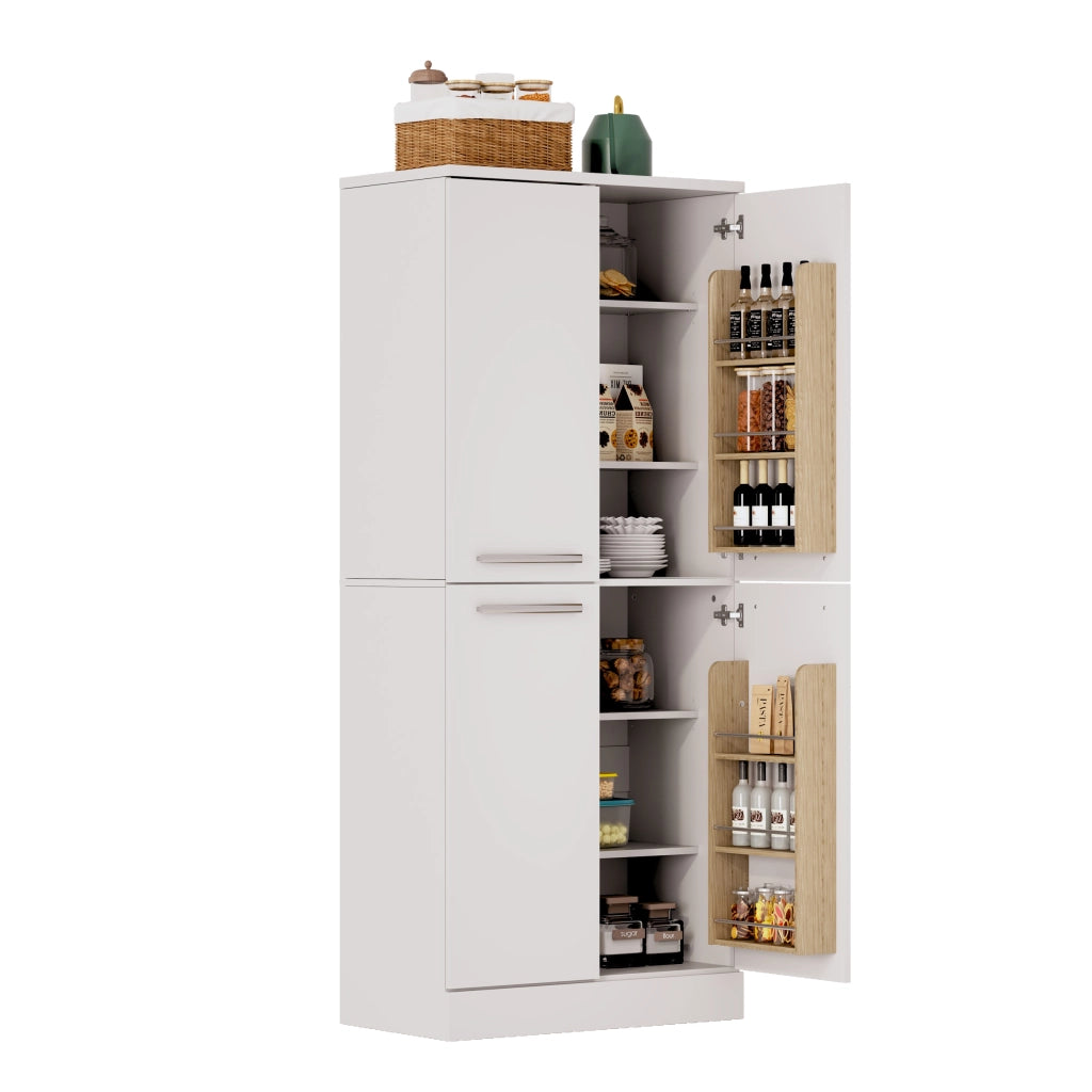 Dispensa da cucina 76x42x180 cm con ripiani regolabili in MDF bianco lucido