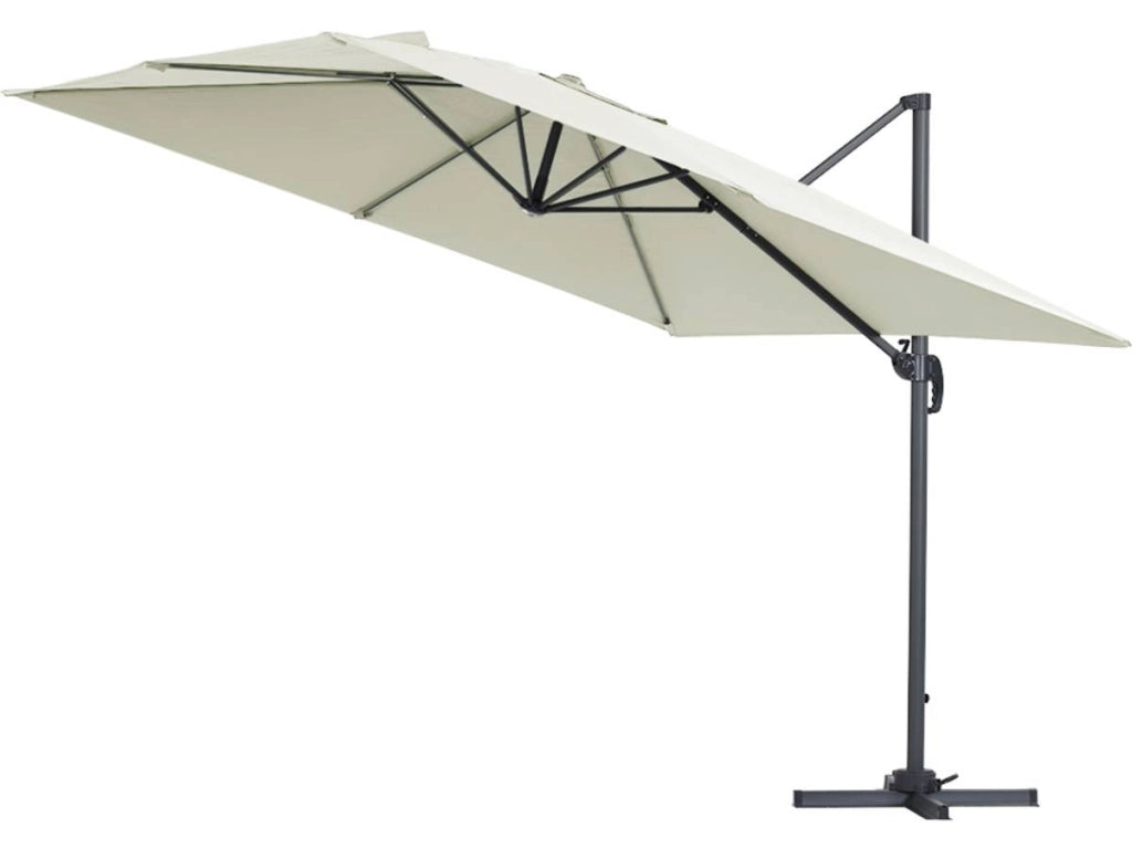 Parasole decentrato da giardino Alu "Sun 3" - Quadrato - 3 x 3 m - Ecru + fodera di copertura protettiva