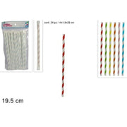 Trade Shop - Set 24pz Cannucce Carta Imbustate Singolarmente Feste Compleanni Colorate Spirale -