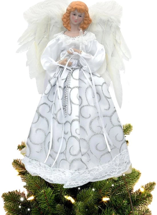 Decorazione di Natale per Interno - Angelo di Natale - 32 cm - Illuminazione LED a Calore - Decorazione di Natale per Interno - Finitura Elegante - Decorazione di Natale Nobilitante - Decorazione di Natale per Festa di Natale