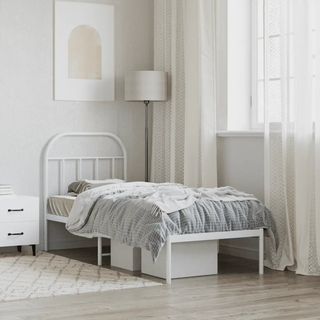 Giroletto senza Materaso con Testiera Metallo Bianco 75x190 cm 353674