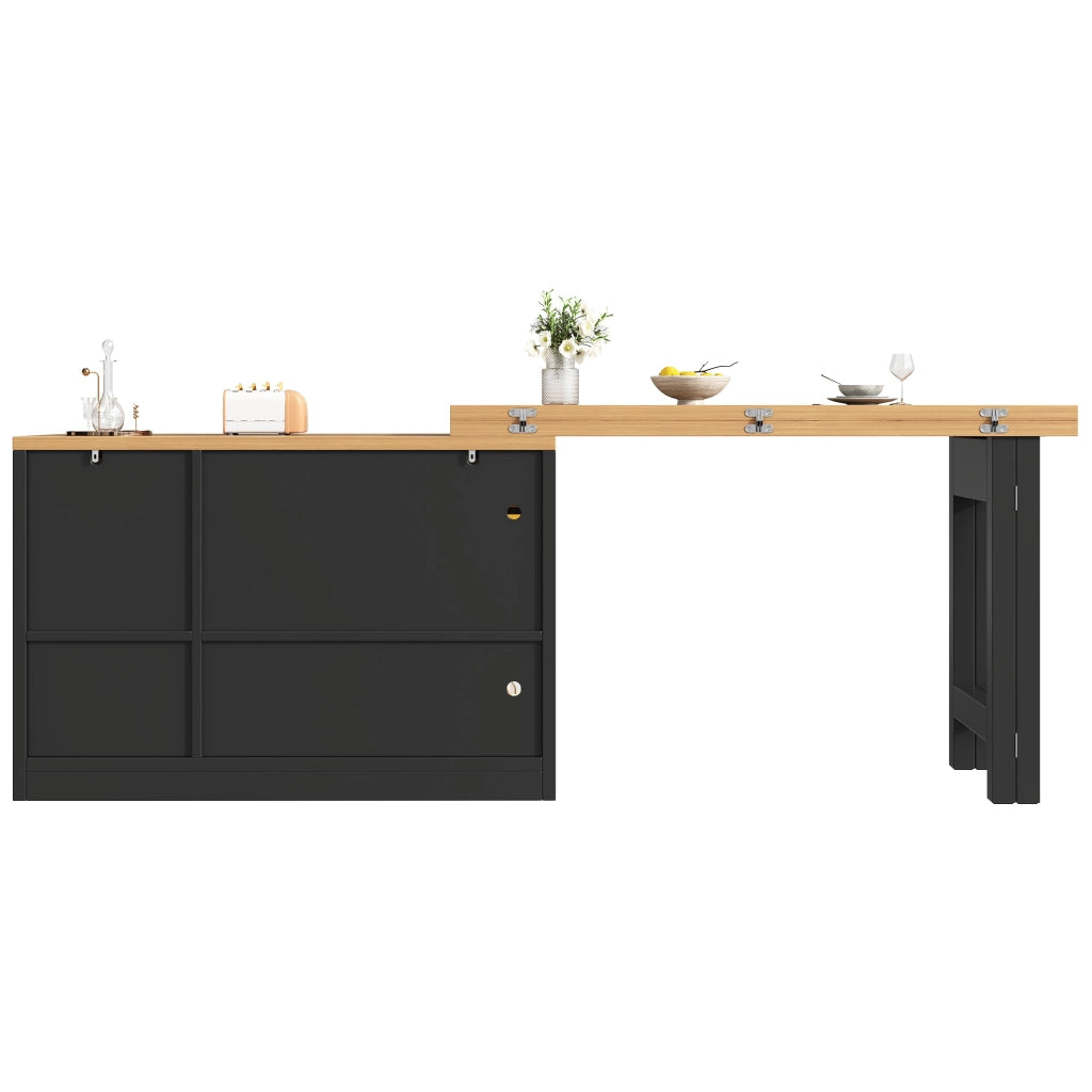 Tavolo da Cucina Allungabile con Cassetti e Ante in Vetro ¨C Xylo ¨C Bianco/Nero, 120-200 cm