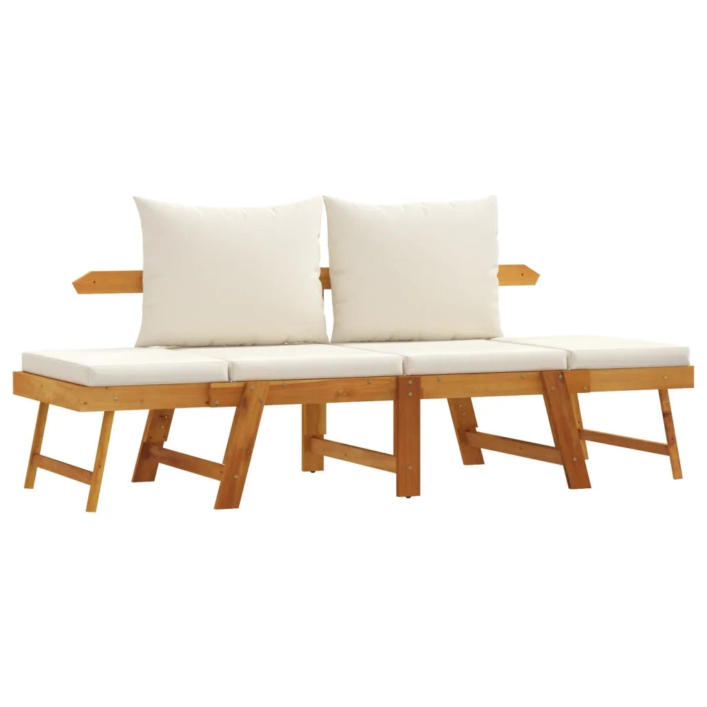 Panca da Giardino con Cuscini-Sgabello-Panca da esterno 2-in-1 in Legno di Acacia 905113