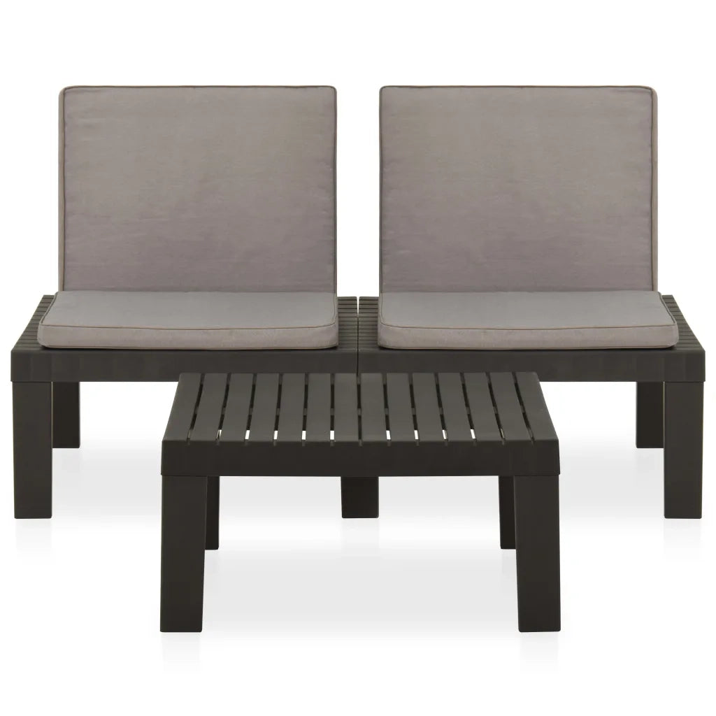 Set Divani da Giardino con Cuscini 2 pz | Set Salotto da Giardino in Plastica Grigio