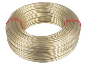 CAVETTO ACCIAIO OTTONATO RIVESTITO IN PVC TRASPARENTE- - ø mm.8 in rotoli da mt.100 - 100 mt