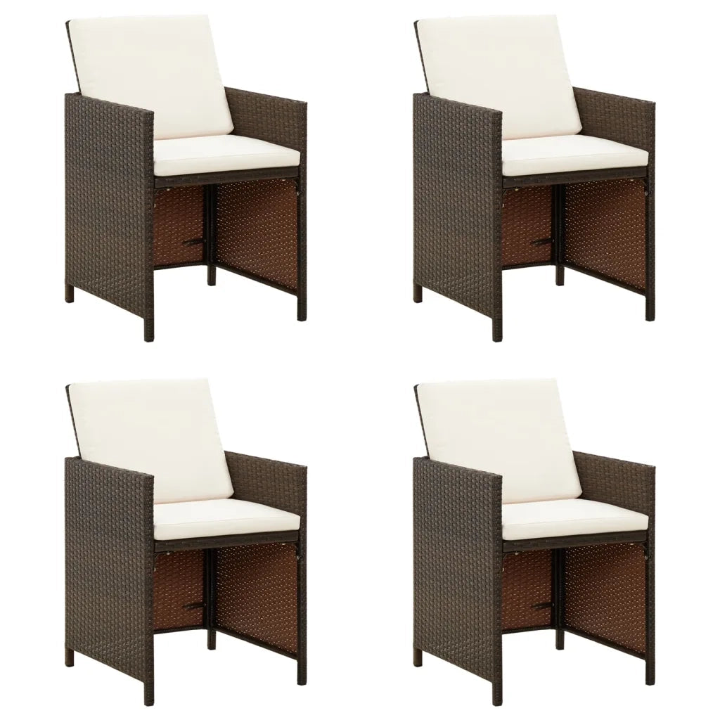 Sedie da Giardino con Cuscini 4 pz in Polyrattan Marrone cod mxl 5813