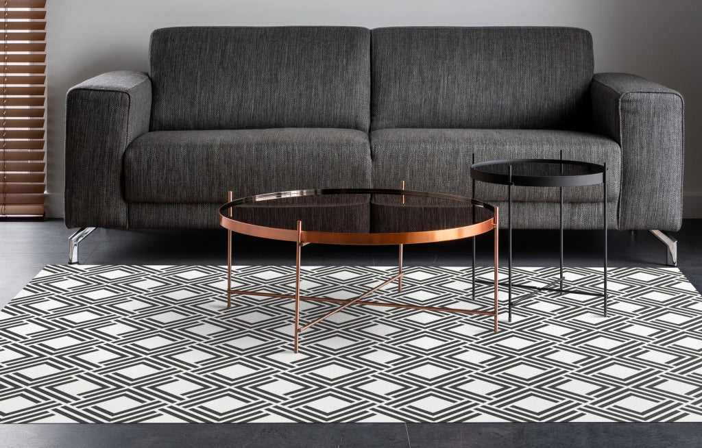 Tappeto vinilico di alta qualità geometrica nera 140x200