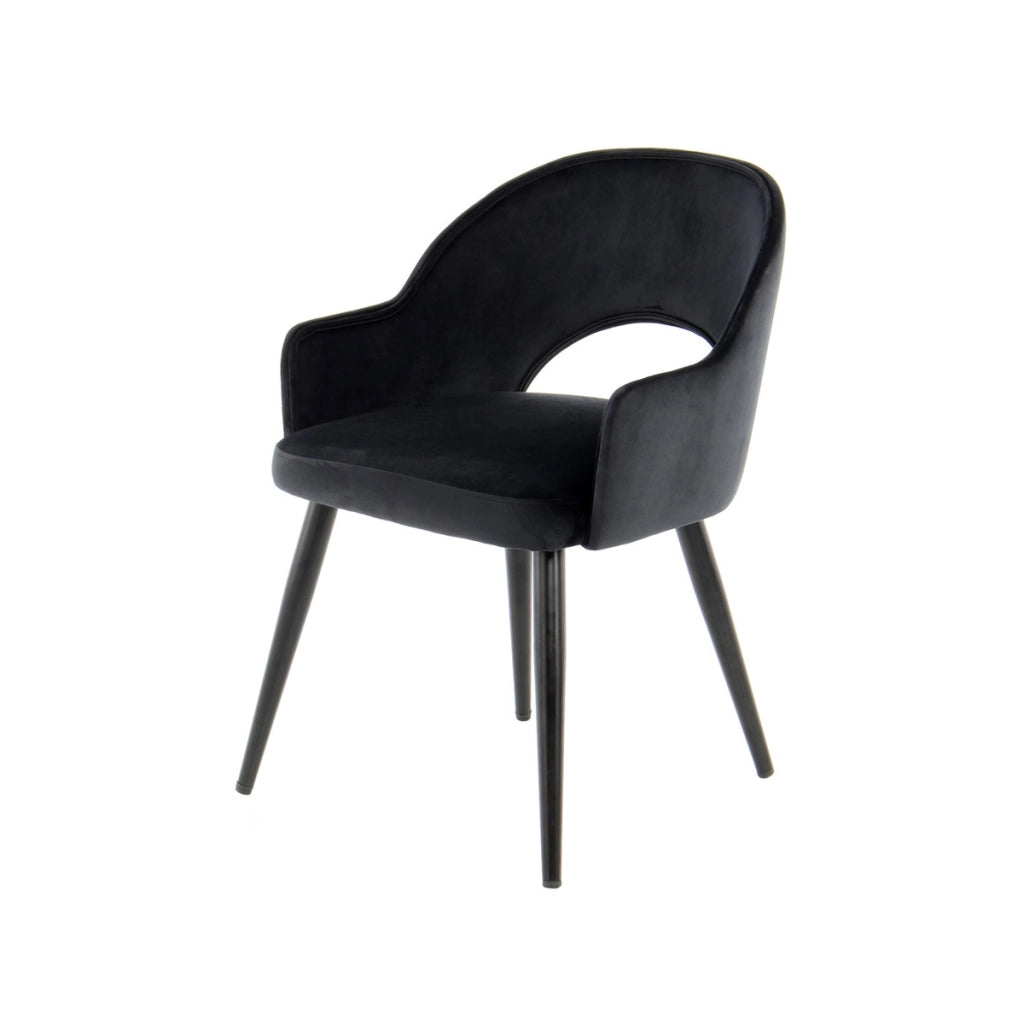 Set di 2 sedie Joris in velluto blu con gambe nere