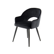 Set di 2 sedie Joris in velluto blu con gambe nere