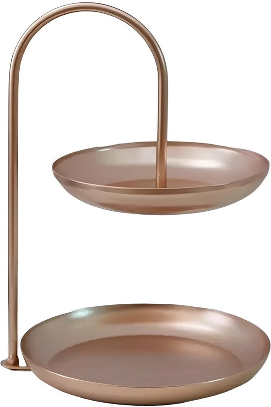 Etagere 2 livelli - Etagere - Vassoio per frutta - Scatola per frutta - Cassetto per piatti - Cassetto per vassoio - Struttura in metallo - Cassetto in acciaio - Cassetto in rosso oro