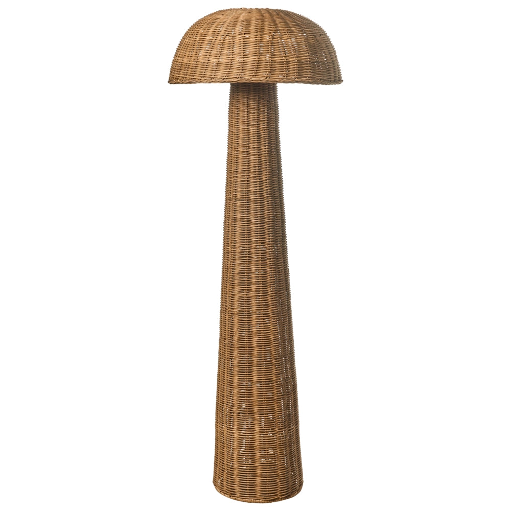 Lampada da terra Boho con paralume in rattan e base in vimini per soggiorno e camera da letto marrone