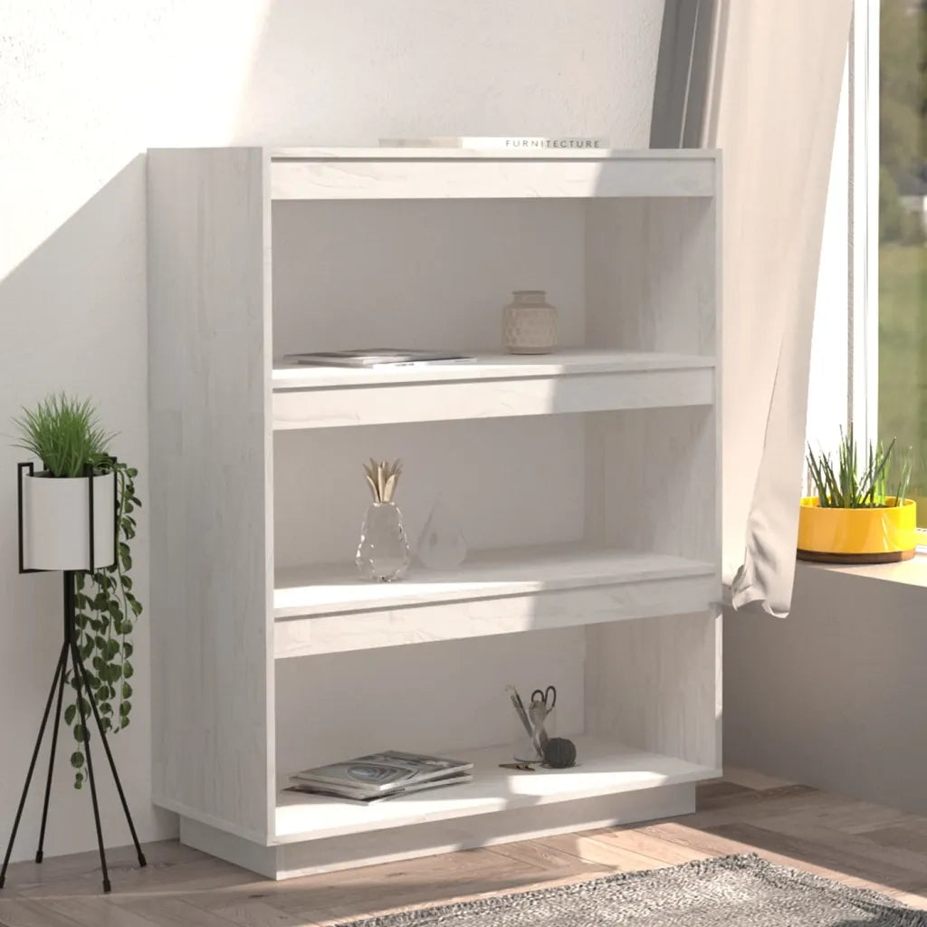 Libreria/Divisorio Bianco 80x35x103 cm Legno Massello di Pino 810885