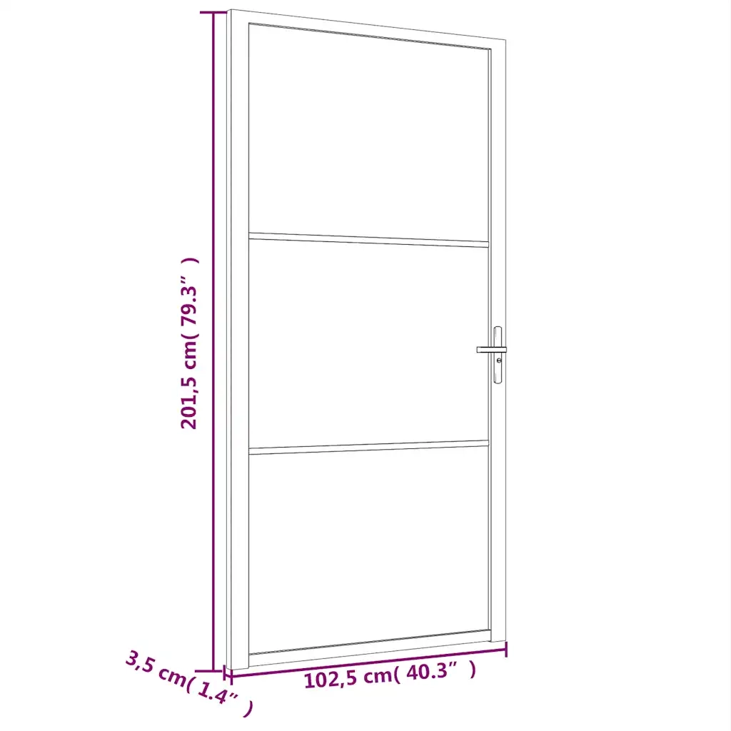 Porta Interna 102,5x201,5 cm Bianco Opaco in Vetro e Alluminio 350579