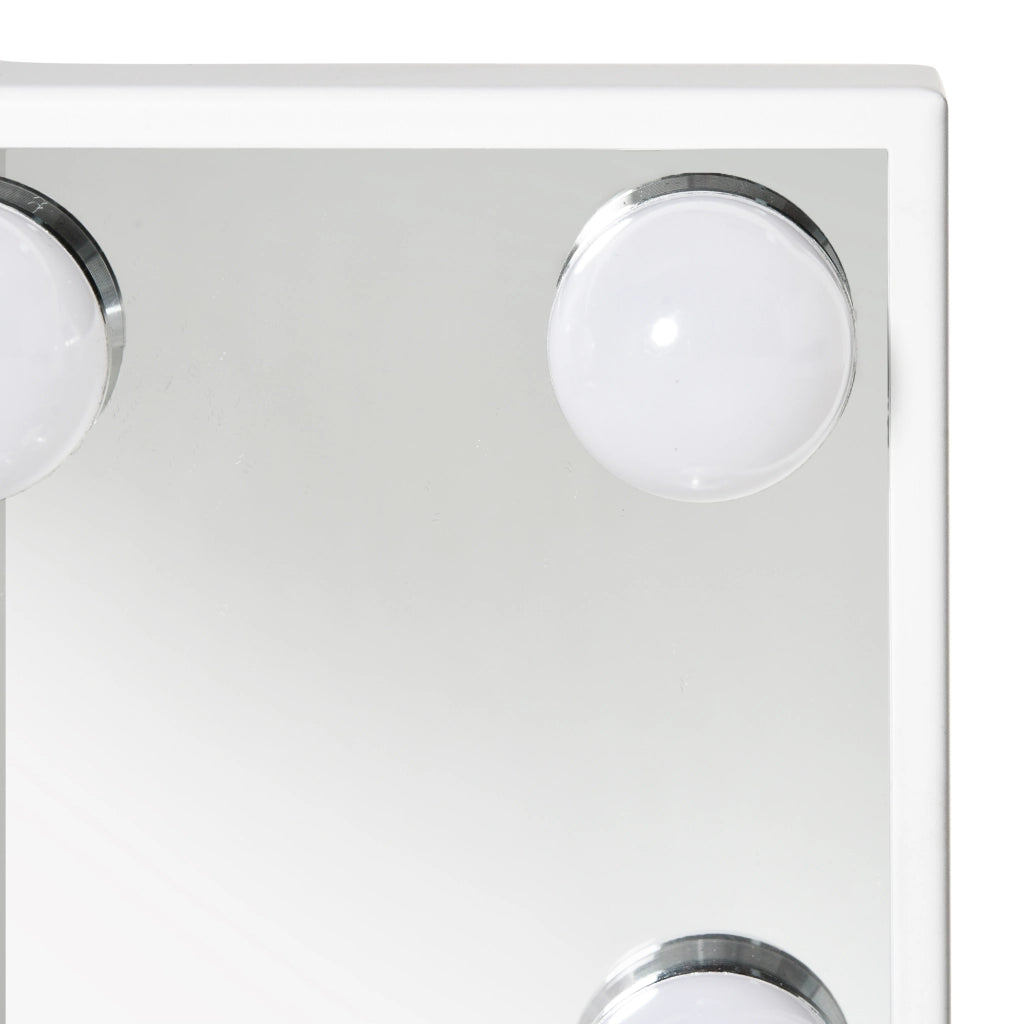 Specchio da trucco con luci LED ¨C zephmum ¨C 32,8x11x47,4 cm bianco