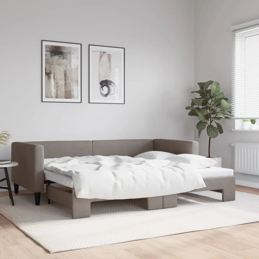 Divano Letto con Letto Estraibile-Sofa Letto-Daybed Tortora 90x200 cm in Tessuto 727713