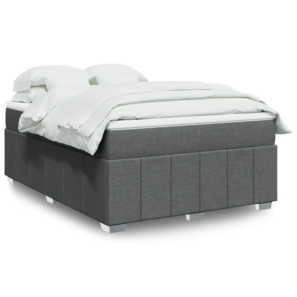Giroletto a Molle con Materasso Grigio Scuro 140x200cm Tessuto 3285478