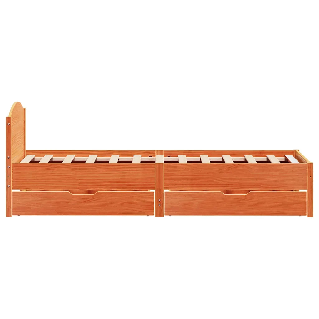 Letto senza Materasso Marrone Cera 90x190 cm in Legno di Pino