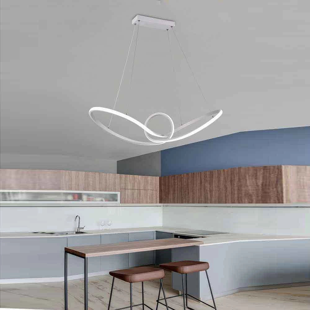 Trade Shop - Lampadario Led Moderno Forma Fiocco 38 Watt Tecnologia Cct 3 Temperature Di Luce A07-3c - Bianco