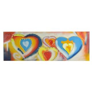 Quadro dipinto astratto cuori cm50x150x3