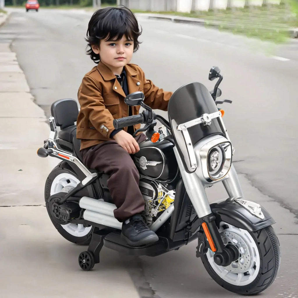 Moto Elettrica per Bambini Cruiser Acceleratore a Manubrio 12V 7Ah Blu Metallizzato