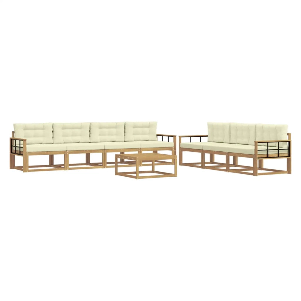 Set di divani da esterno con cuscino 7 pcs Bianco e Crema