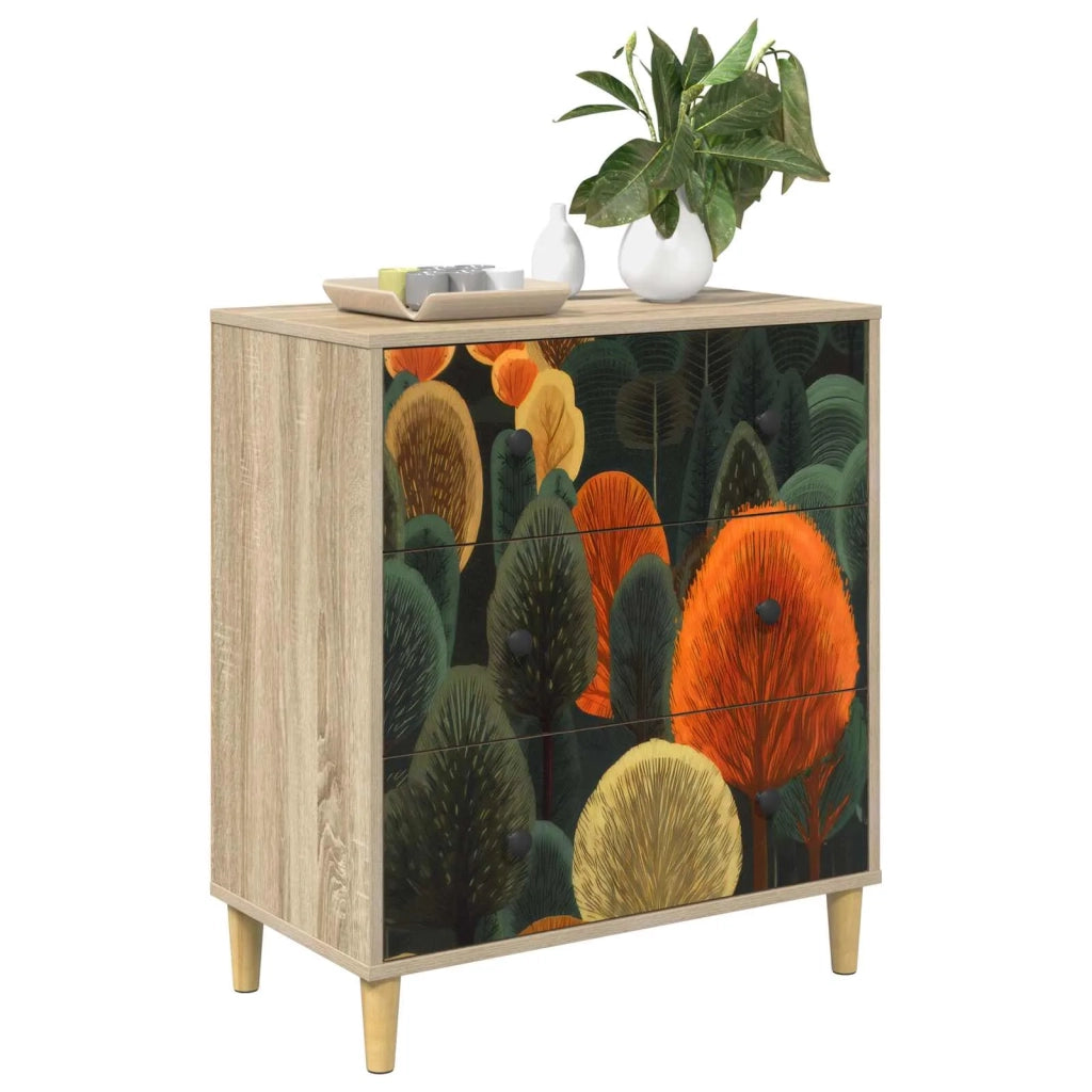 Cassettiera ZAANDAM Stampa boschiva 66 x 36,5 x 75 cm Sonoma 8007360