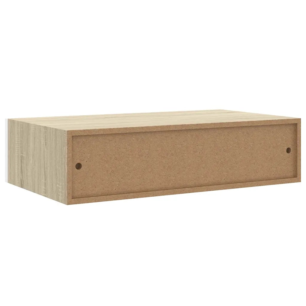 Mensola a muro con cassetti in rovere e bianco 40x23,5x10 cm MDF 330249