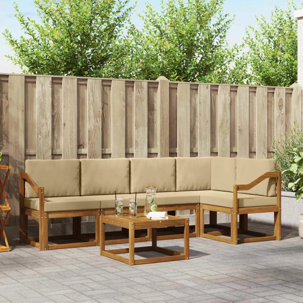 Set di divani da esterno con cuscino 6 pcs Naturale e Beige