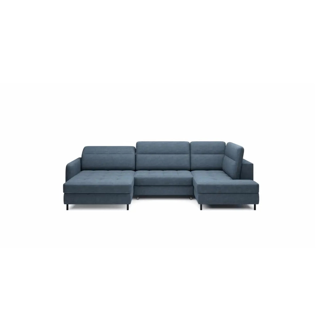 Divano ad angolo convertibile BERTHO 306 cm blu notte – Angolo sinistro con contenitore