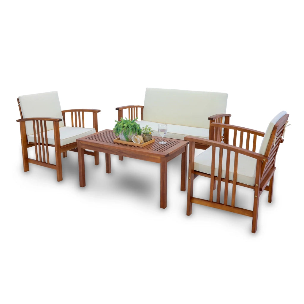 Set di mobili da giardino 4 pezzi in legno di acacia beige naturale 03_0010526