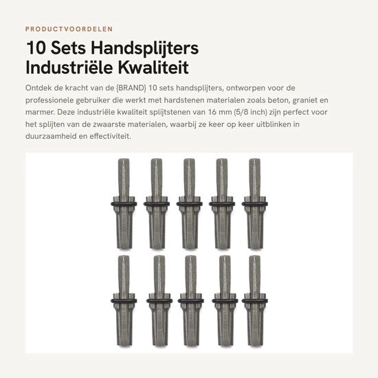 Set di Spacchettatori Industriale di Alta Qualità - 10 Set - 16 mm di Diametro - Stopperi in Acciaio - Robusto e Duraturo - Adatto per Pietra Dura - Spacchettatori