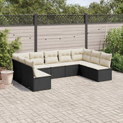 Set Divani da Giardino 9 pz con Cuscini Nero in Polyrattan 3218066