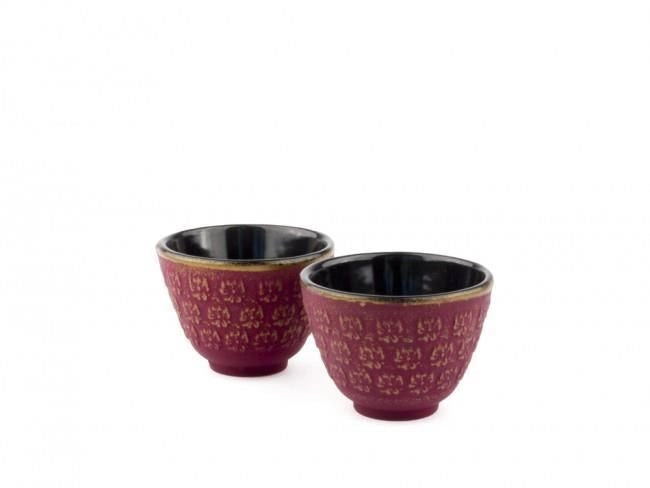 Bredemeijer G015PG Shanghai Set da te' 0,6 L con teiera e 2 tazze in ghisa smaltata colore Rosa e Oro