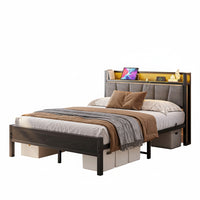 Letto 140x190cm LED - Xylo - USB testiera metallo senza rete