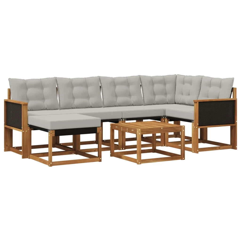 Set di divani da esterno 7 pz Naturale e Grigio Chiaro 3382071