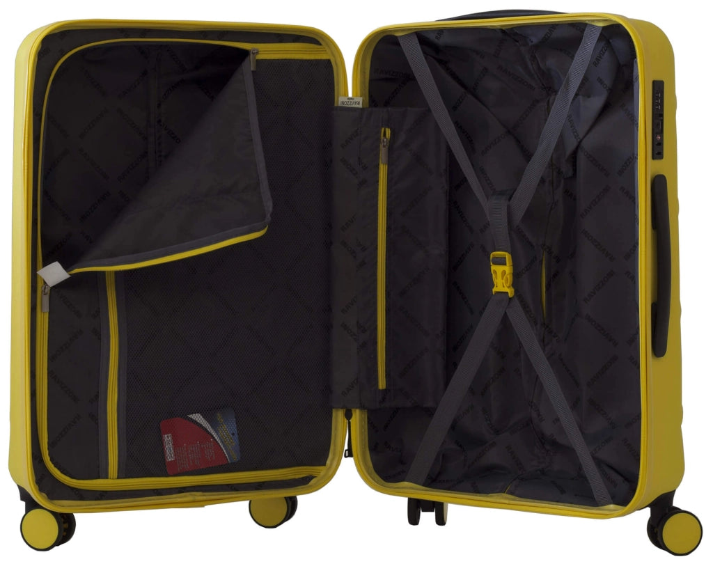 Set 3 Valigie Trolley Rigide in ABS 4 Ruote TSA Ravizzoni Mojito Gialle