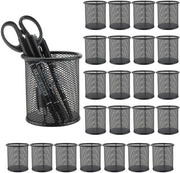 Organizzatore per Ufficio in Metallo - Mesh Nero - 24 Unità - Facile da Pulire - Penna e Matita Contenitore