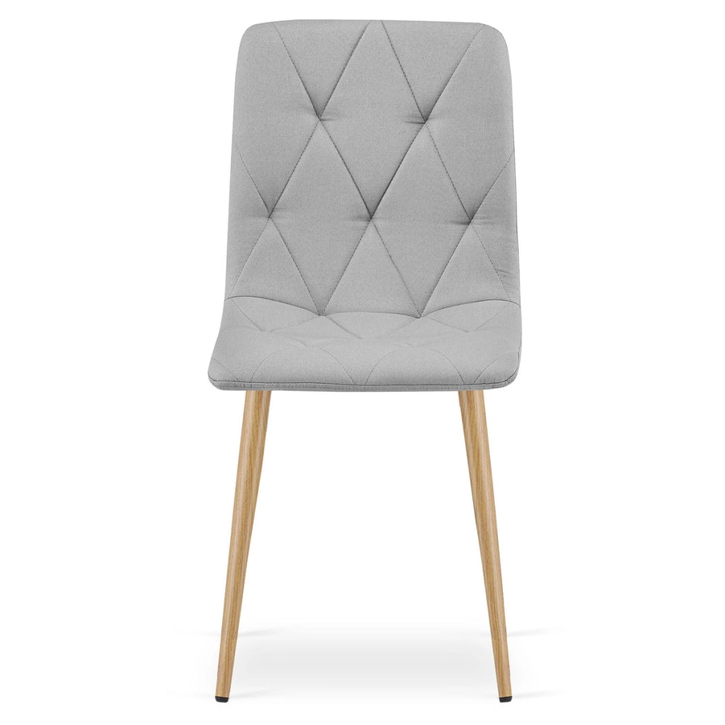 Set di 2 sedie Libra in tessuto grigio chiaro con gambe effetto legno
