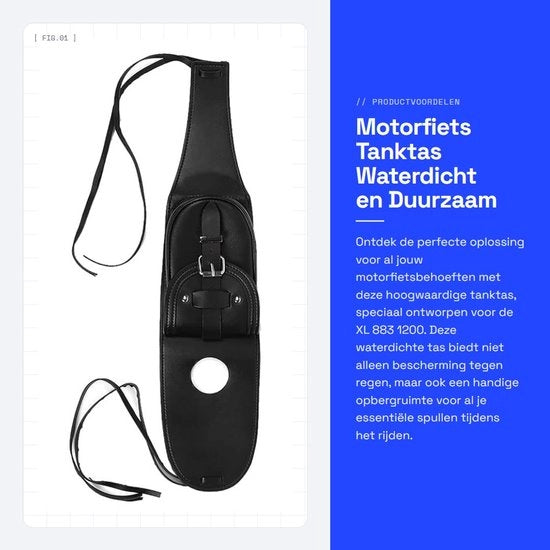 Borsa acqua resistente per motocicletta - Borsa per motocicletta con cerniera magnetica - Panniers in PU pelle - Cinture di fissaggio - Adatto per XL 883 1200 - Borsa per motocicletta