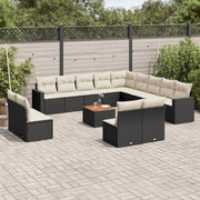 Set Divani da Giardino 14pz con Cuscini in Polyrattan Nero 3224376