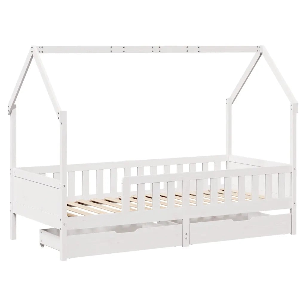 Giroletto per Bambini con Cassetti 90x190cm Legno Massello Pino